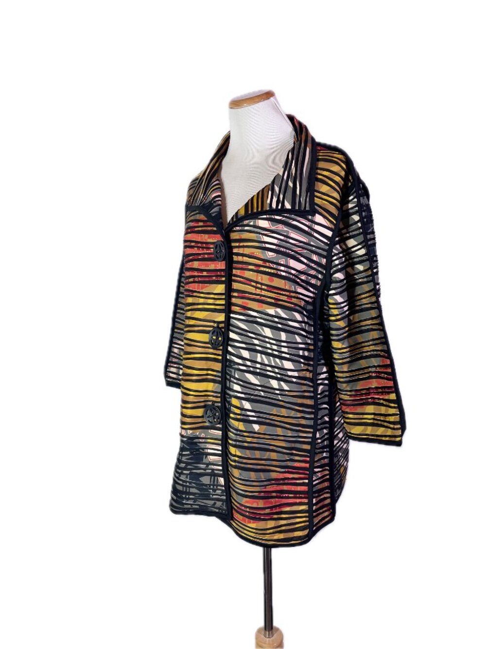 Multiples Size L Textured Striped Knit Jacket Autumn Colors
